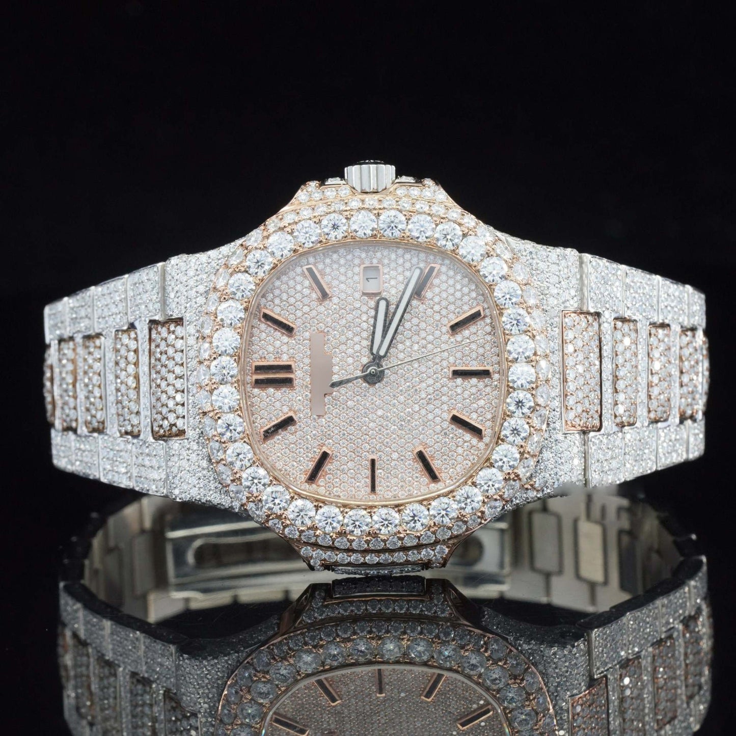 Fully Iced Out Moissanite Diamond Watch โ Luxury Birthday Gift for Men โ VVS Hip Hop Bling Bustdown Watch