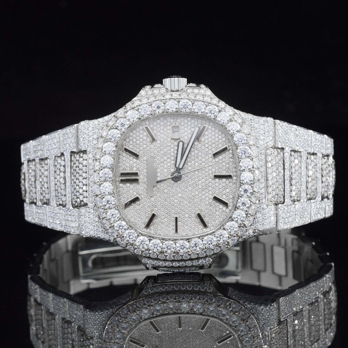 Fully Iced Out Moissanite Diamond Watch โ Luxury Birthday Gift for Men โ VVS Hip Hop Bling Bustdown Watch