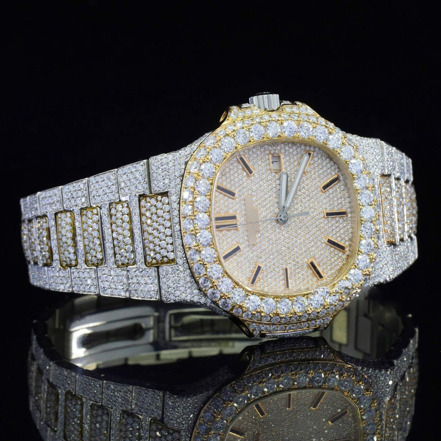 Fully Iced Out Moissanite Diamond Watch โ Luxury Birthday Gift for Men โ VVS Hip Hop Bling Bustdown Watch