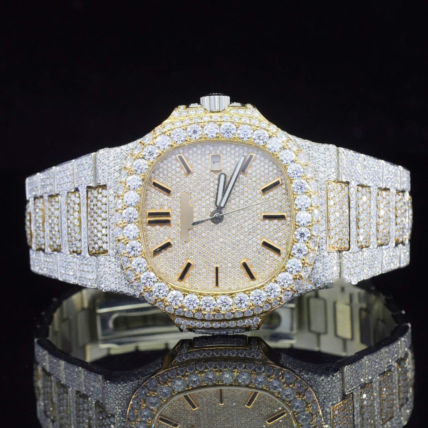 Fully Iced Out Moissanite Diamond Watch โ Luxury Birthday Gift for Men โ VVS Hip Hop Bling Bustdown Watch