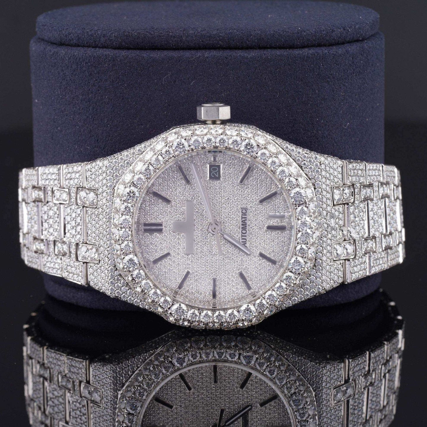 Classic Moissanite Diamond Iced Out Bust Down Watch โ Luxury VVS Automatic Bling Watch for Men with Timeless Design