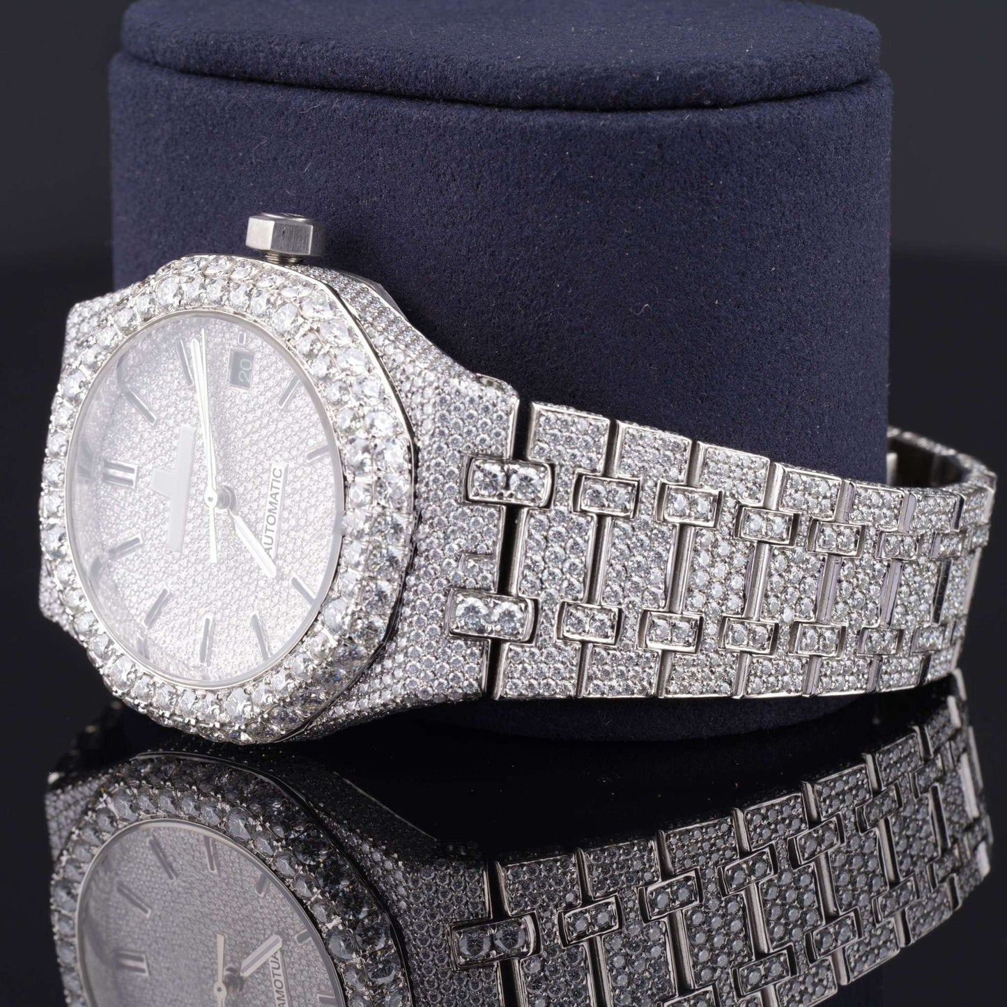 Classic Moissanite Diamond Iced Out Bust Down Watch โ Luxury VVS Automatic Bling Watch for Men with Timeless Design