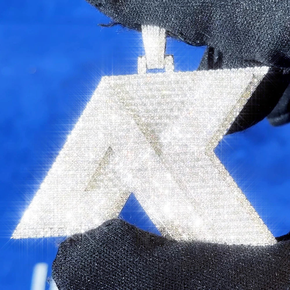 “AK” Custom Moissanite Pendant – Iced Out Diamond-Look Personalized Hip Hop Necklace Jewelry