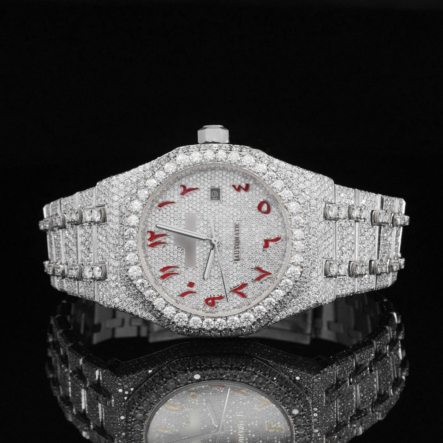 Classic Fully Iced Out Moissanite Diamond Watch – Two-Tone Luxury VVS Bust down Bling Watch with Automatic Movement