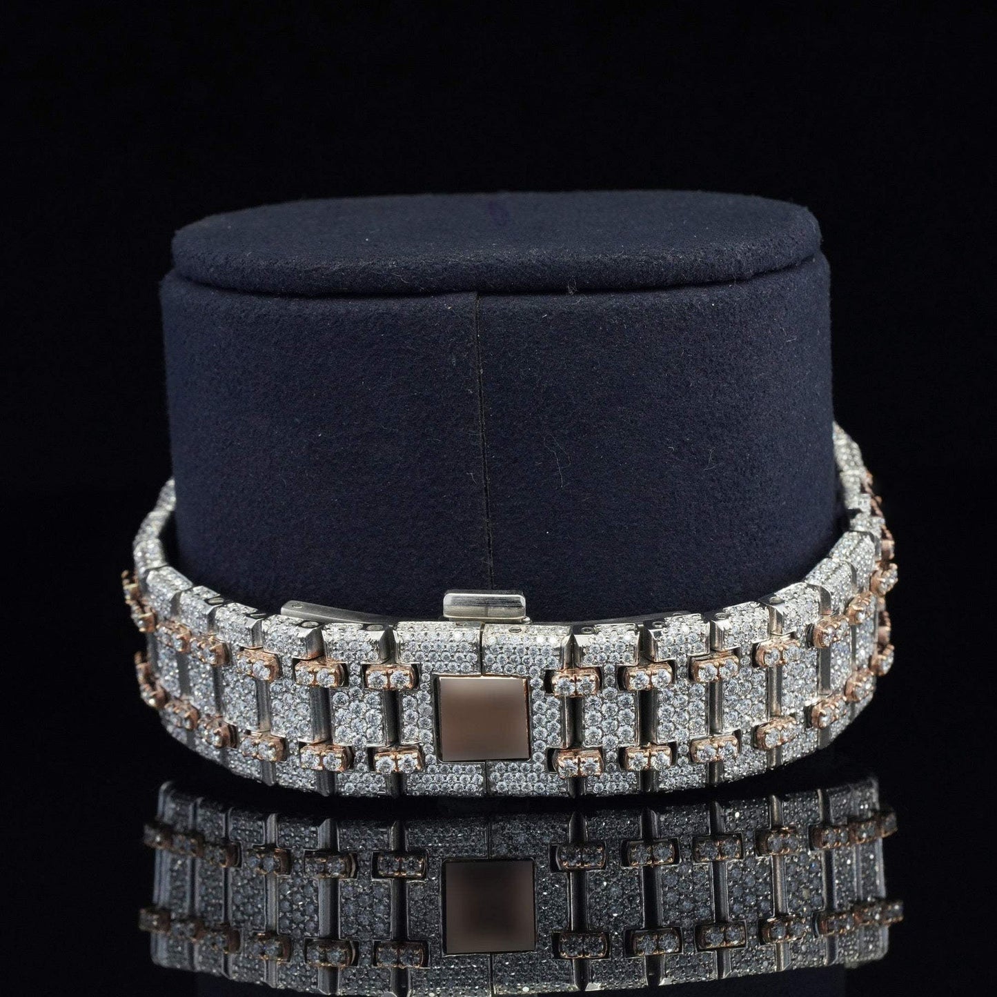 Classic Fully Iced Out Moissanite Diamond Watch โ Two-Tone Luxury VVS Bust down Bling Watch with Automatic Movement