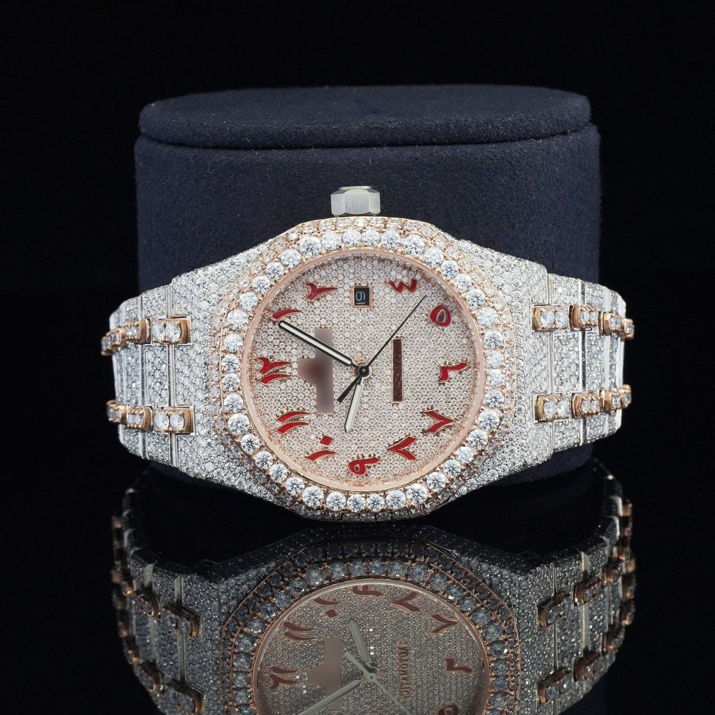 Classic Fully Iced Out Moissanite Diamond Watch โ Two-Tone Luxury VVS Bust down Bling Watch with Automatic Movement