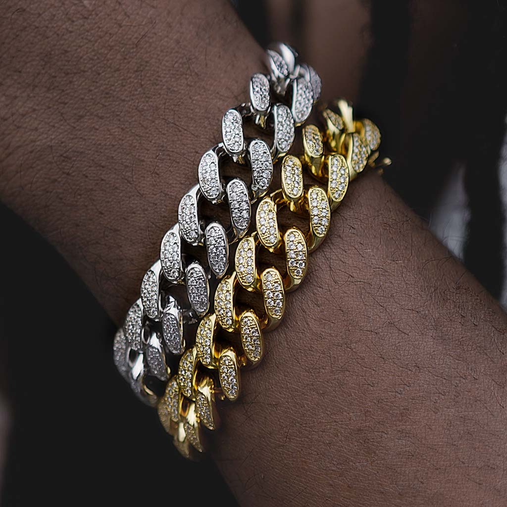 10MM"Handmade Moissanite Bracelet in White Gold, Yellow Gold & Rose Gold – Iced Out VVS Diamond-Look Cuban Link Jewelry for Men & Women"