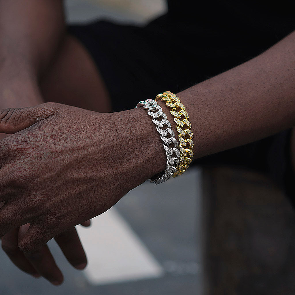 10MM"Handmade Moissanite Bracelet in White Gold, Yellow Gold & Rose Gold – Iced Out VVS Diamond-Look Cuban Link Jewelry for Men & Women"