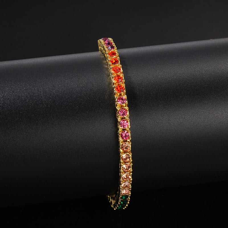 4mm Multi-Color Moissanite Tennis Bracelet – VVS Diamond-Look Rainbow Jewelry for Men & Women