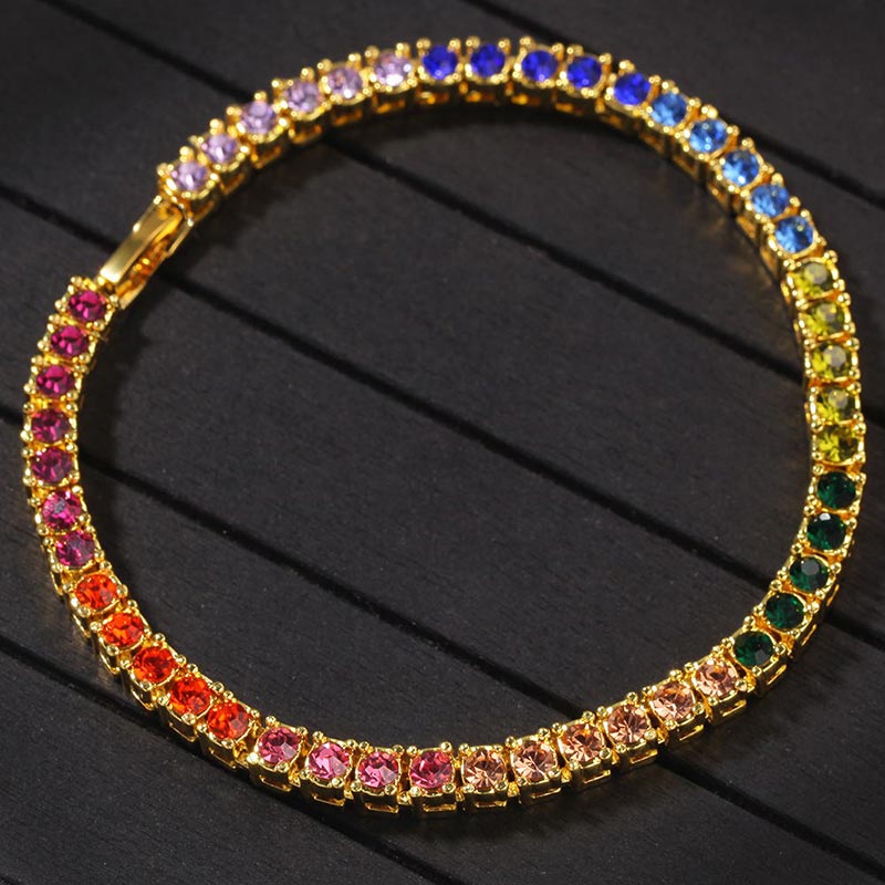 4mm Multi-Color Moissanite Tennis Bracelet – VVS Diamond-Look Rainbow Jewelry for Men & Women