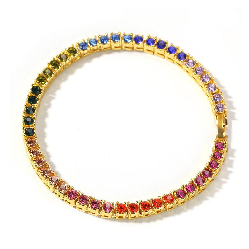 4mm Multi-Color Moissanite Tennis Bracelet – VVS Diamond-Look Rainbow Jewelry for Men & Women