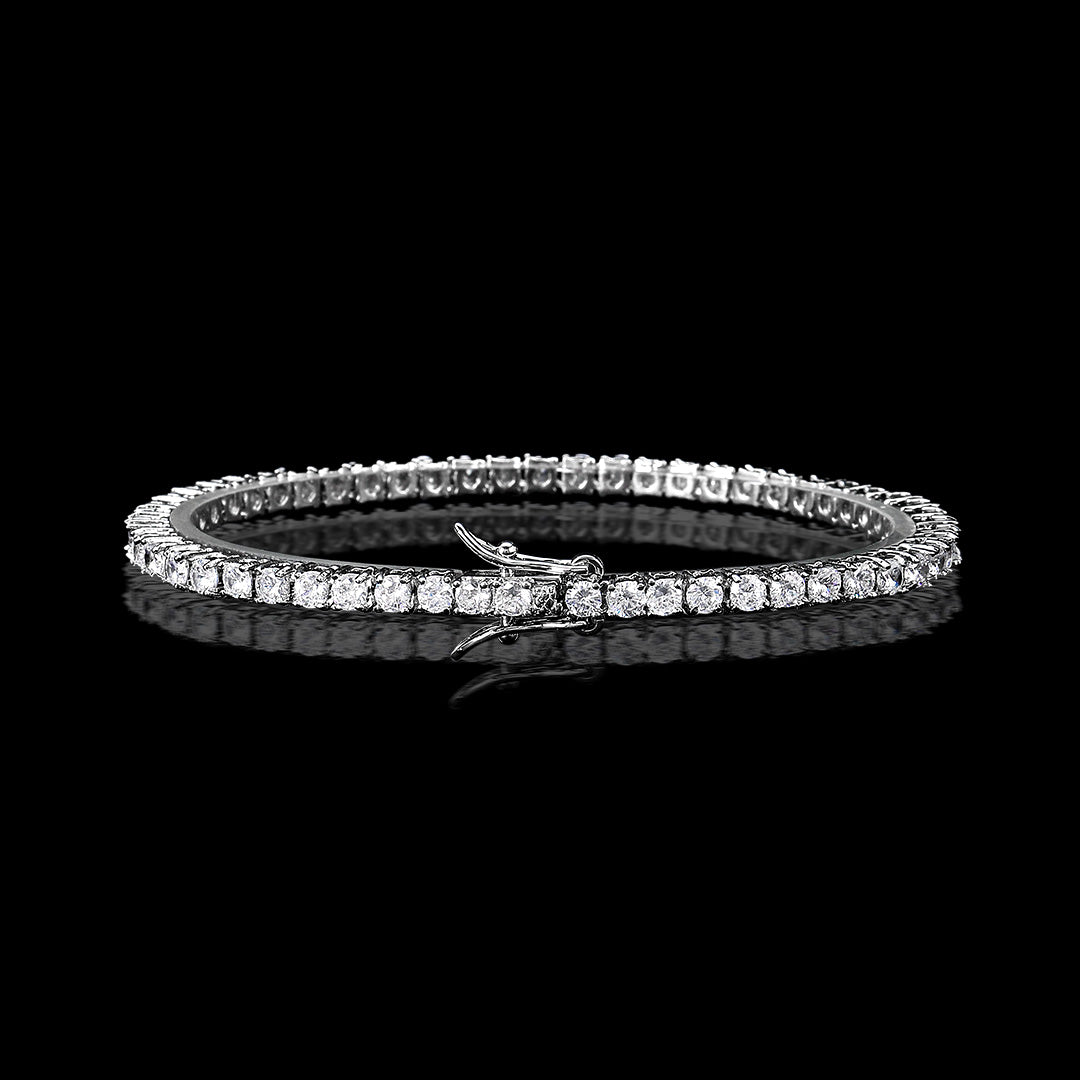 3mm Moissanite Tennis Bracelet in White Gold – Iced Out VVS Diamond-Look Unisex Luxury Jewelry