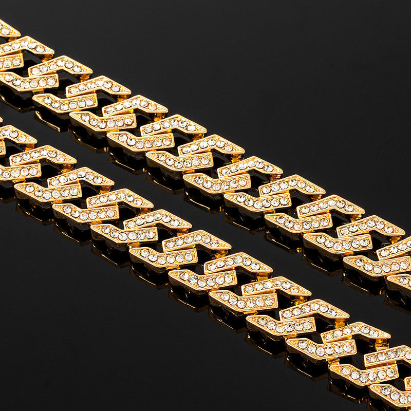 "14mm Moissanite Iced Cuban Link Bracelet in Gold – VVS Diamond-Look Hip Hop Jewelry for Men & Women"