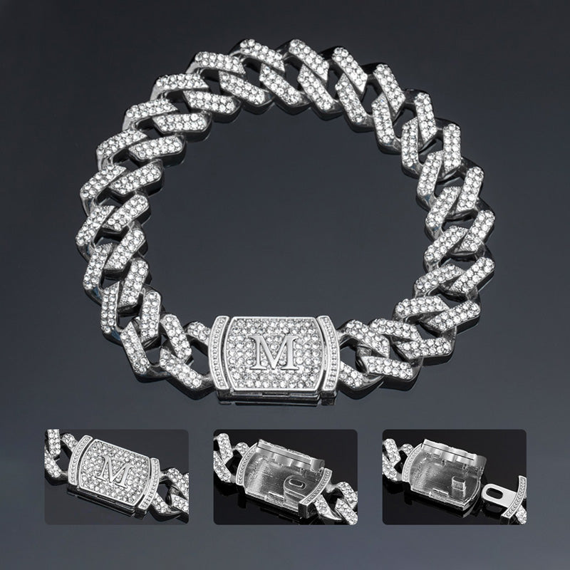 "10mm Moissanite Iced Prong Cuban Link Bracelet in White Gold – VVS Diamond-Look Hip Hop Jewelry for Men & Women"