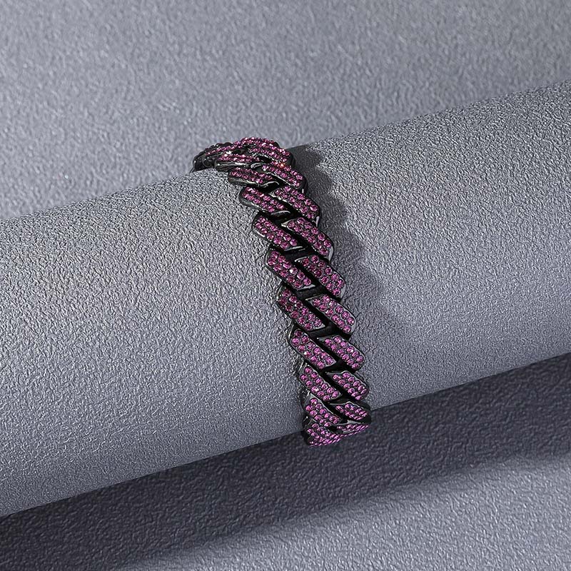 14mm Moissanite Iced Out Miami Cuban Link Bracelet in Black Gold – VVS Diamond-Look Hip Hop Jewelry for Men & Women