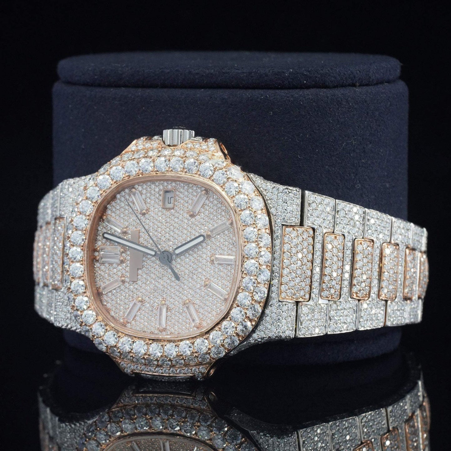 Classic Iced Out Automatic Watch โ Luxury VVS Moissanite Bust down Bling Watch with Sapphire Crystal Glass for Men