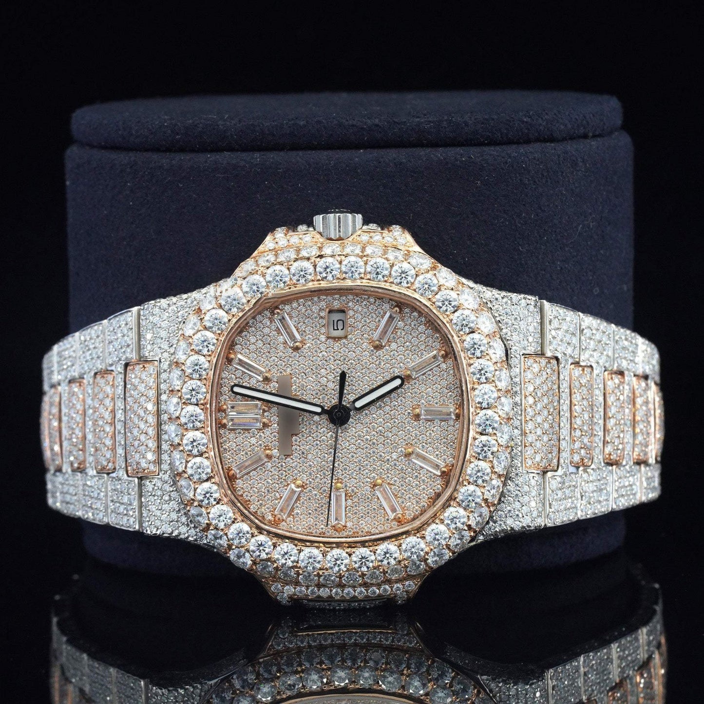 Classic Iced Out Automatic Watch โ Luxury VVS Moissanite Bust down Bling Watch with Sapphire Crystal Glass for Men
