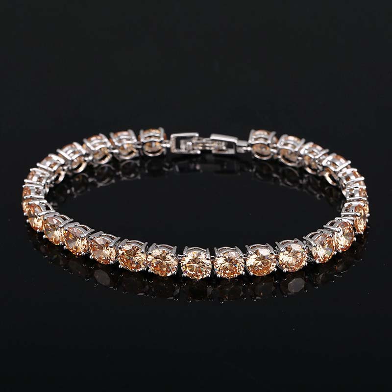 5mm Moissanite Champagne Tennis Bracelet in White Gold – Iced Out VVS Diamond-Look Unisex Luxury Jewelry