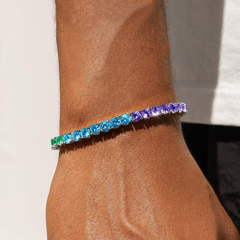 "3mm Moissanite Colored Iced Out Tennis Bracelet – VVS Diamond-Look Unisex Luxury Jewelry in Yellow, Rose & White Gold"