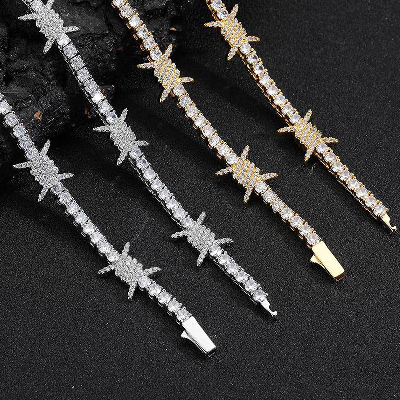 5mm"Moissanite Iced Out Thorns Tennis Bracelet – VVS Diamond-Look Edgy Luxury Jewelry for Men & Women in White, Yellow & Rose Gold"