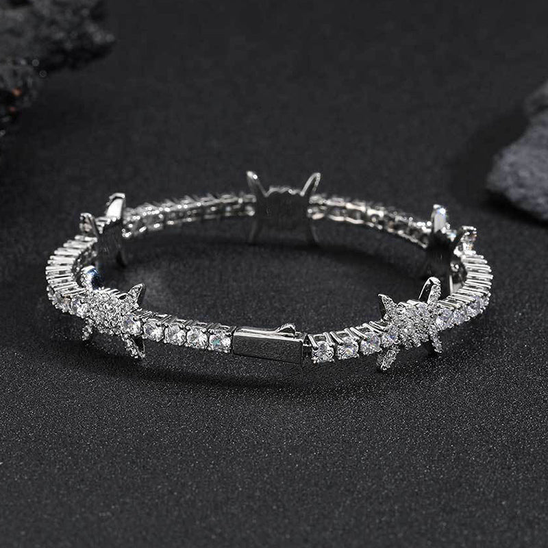 5mm"Moissanite Iced Out Thorns Tennis Bracelet – VVS Diamond-Look Edgy Luxury Jewelry for Men & Women in White, Yellow & Rose Gold"