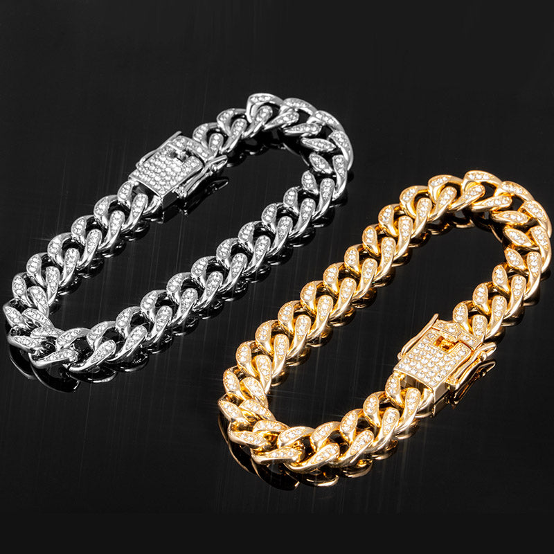 "10mm Moissanite Tear Drop Miami Cuban Link Bracelet in Gold – Iced Out VVS Diamond-Look Hip Hop Jewelry for Men & Women"