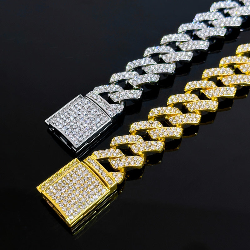 14mm Moissanite Iced Out Cuban Link Bracelet – VVS Diamond-Look Hip Hop Jewelry for Men & Women