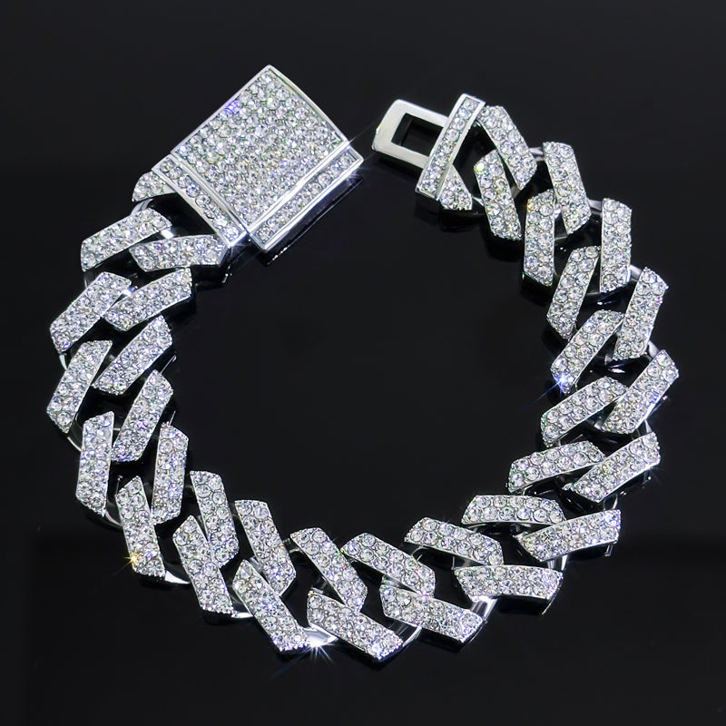 14mm Moissanite Iced Out Cuban Link Bracelet – VVS Diamond-Look Hip Hop Jewelry for Men & Women