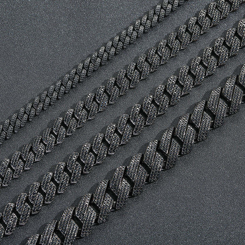 10mm Moissanite Iced Out Miami Cuban Link Bracelet in Black Gold – VVS Diamond-Look Hip Hop Jewelry for Men & Women
