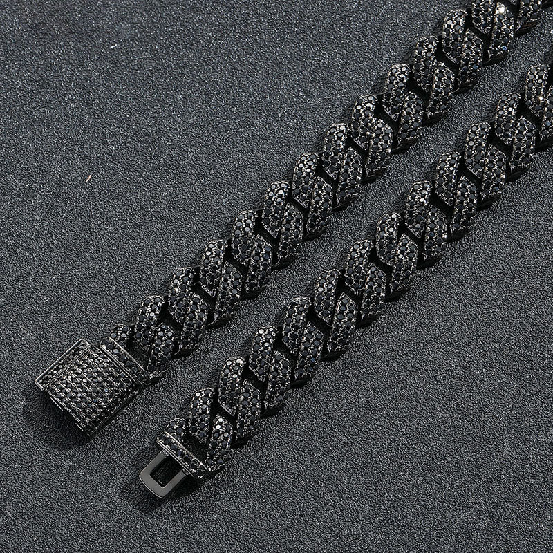 10mm Moissanite Iced Out Miami Cuban Link Bracelet in Black Gold – VVS Diamond-Look Hip Hop Jewelry for Men & Women