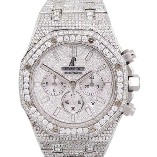 VVS Moissanite Diamond Full Iced Men's Wrist Watch, Stainless Steel Chronograph, 42mm Luxury Watch