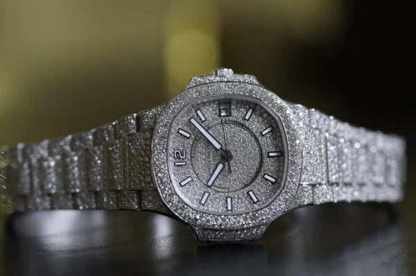 Luxury Moissanite Iced Out Watch, Diamond-Accented, Stainless Steel Menโs Watch โ Designer Bling Timepiece