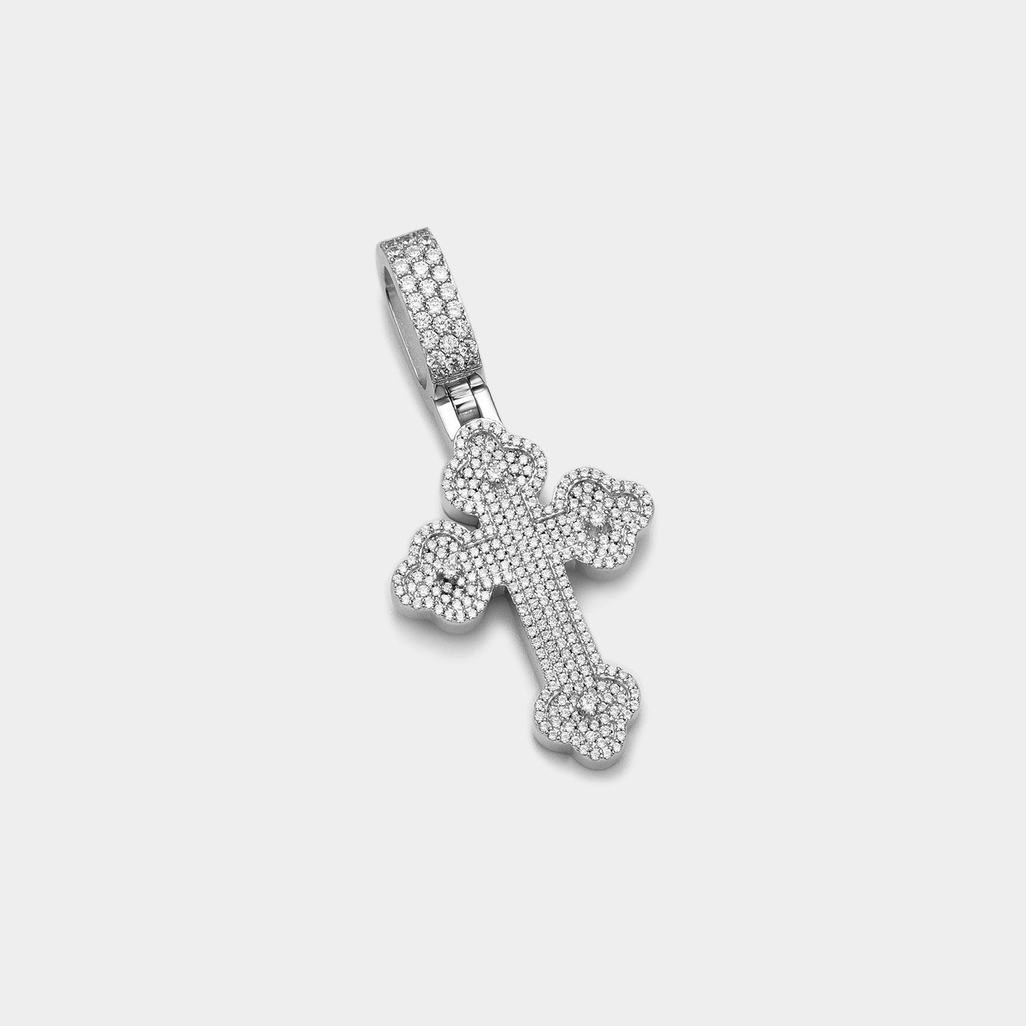 MW Gorgeous VVS Moissanite 925 Sterling Silver Flower Bud Cross Pendant Hip Hop MW_P1037