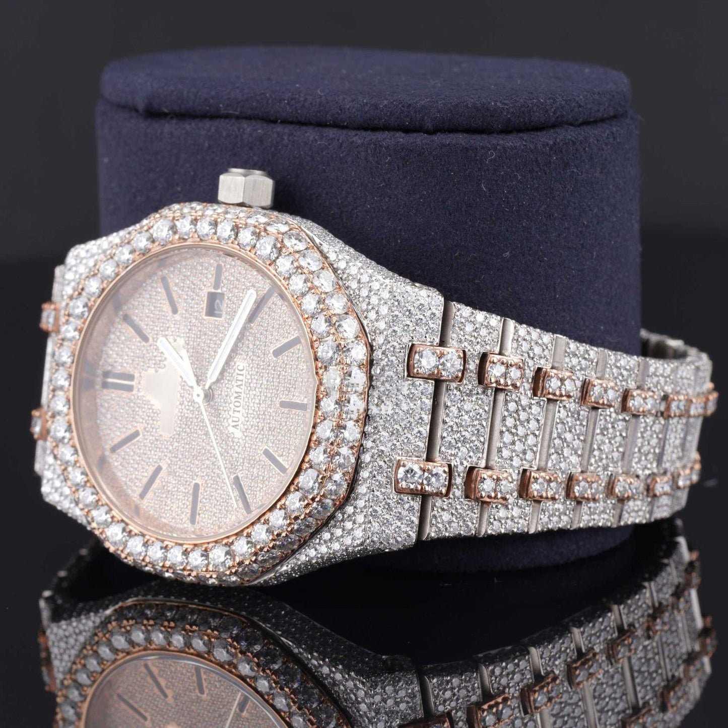 Classic Moissanite Diamond Iced-Out Bust Down Automatic Watch – Luxury Bling Timepiece for Ultimate Style & Shine