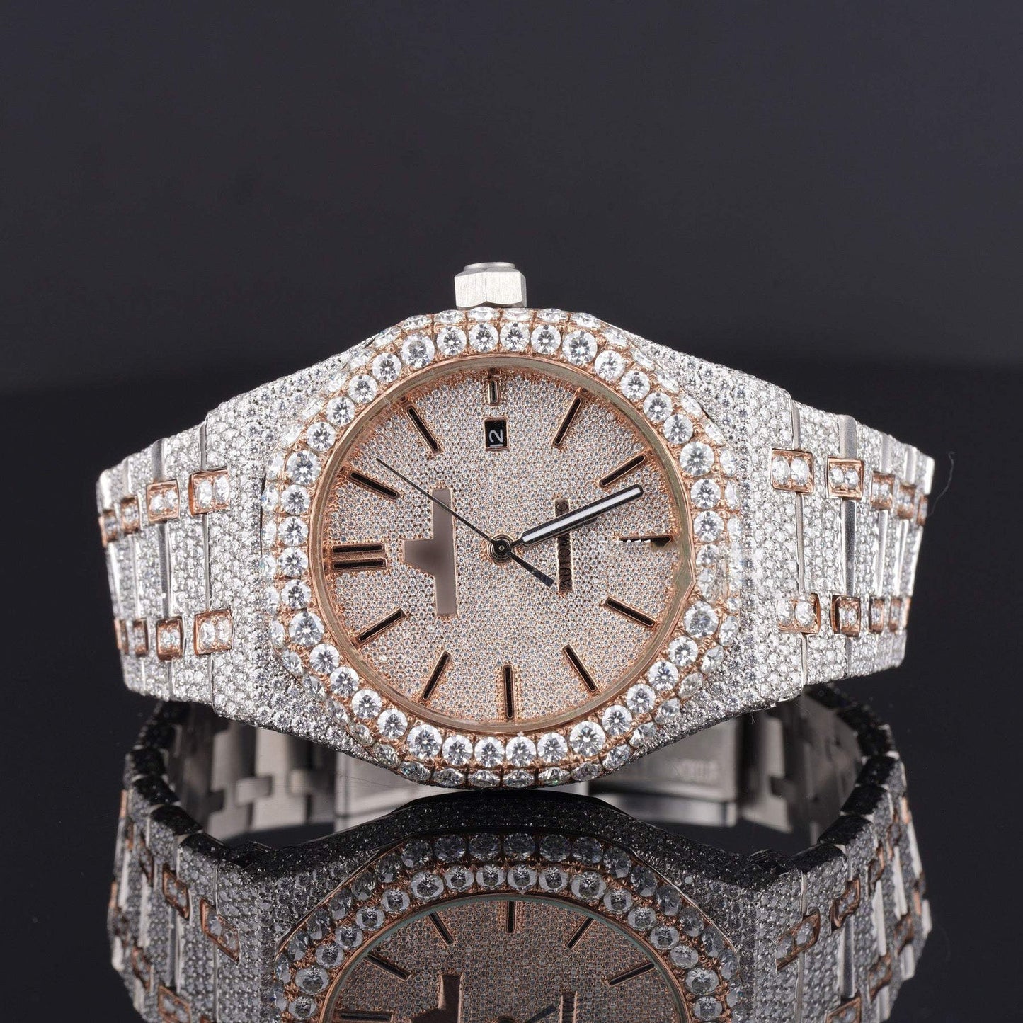 Elegant Iced-Out Moissanite Watch for Men โ Sapphire Crystal Glass, Luxury Bling Timepiece with Ultimate Shine & Style