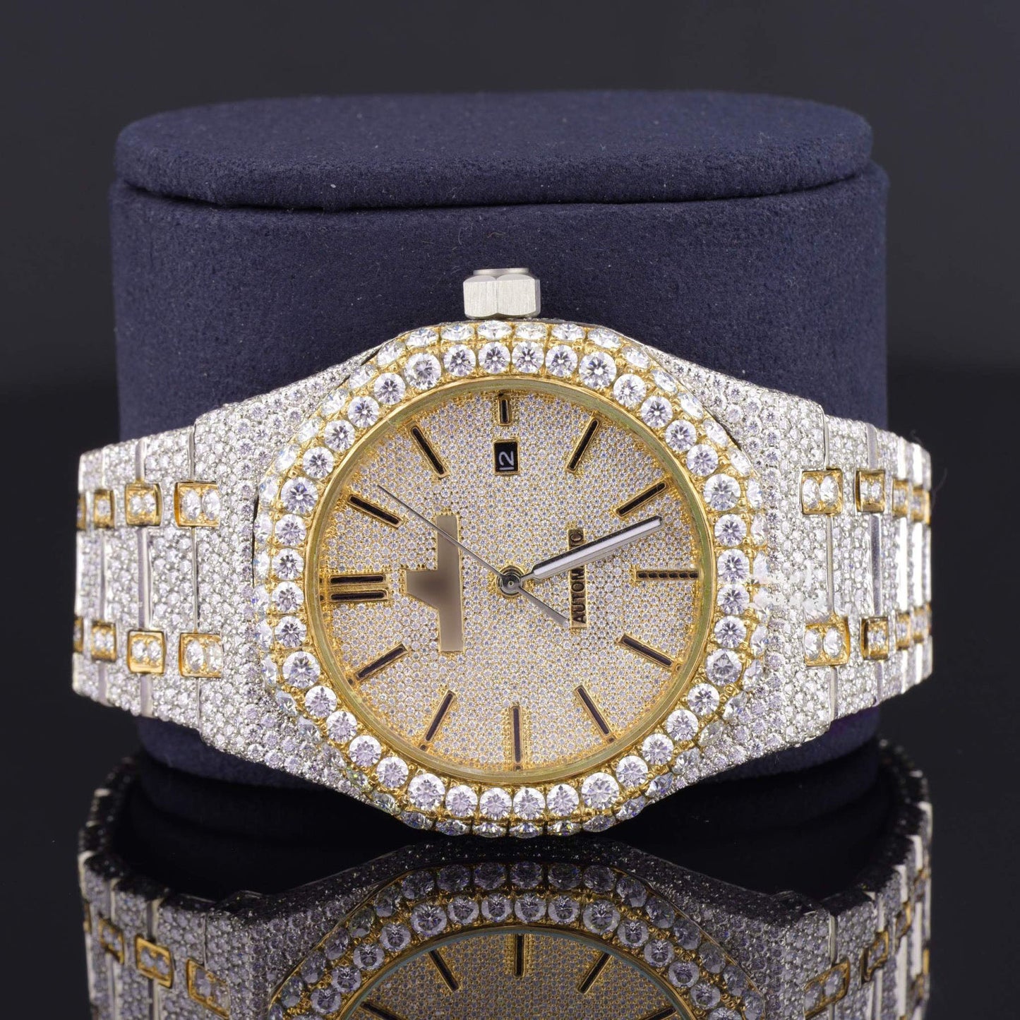 Elegant Iced-Out Moissanite Watch for Men โ Sapphire Crystal Glass, Luxury Bling Timepiece with Ultimate Shine & Style