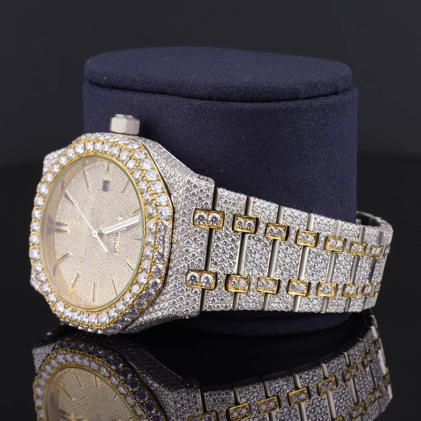 Elegant Iced-Out Moissanite Watch for Men โ Sapphire Crystal Glass, Luxury Bling Timepiece with Ultimate Shine & Style