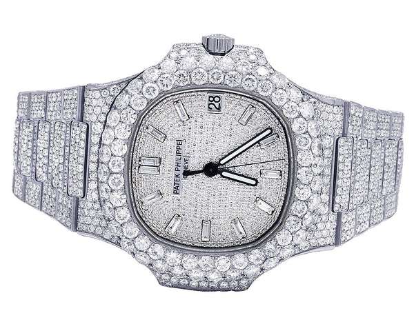 Luxury Iced Out Automatic Movement Watch, VVS Moissanite, Stainless Steel, Hip Hop Style โ Customized Watch for Men & Women