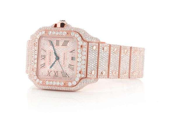 VVS Moissanite Square Dial Menโs Wristwatch - Stainless Steel Rose Gold Plated Luxury Watch, Perfect Birthday Gift for Him