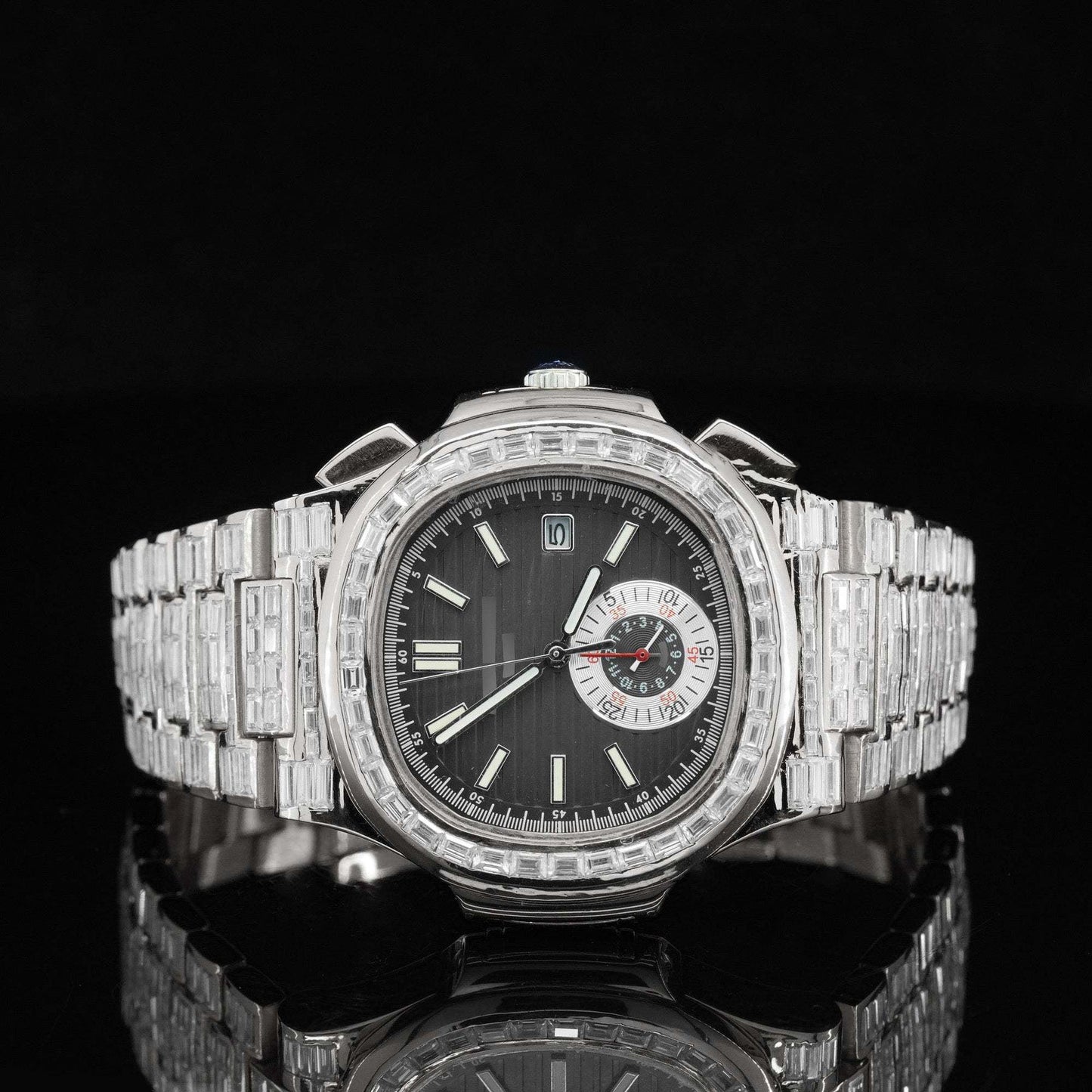 Exceptional Iced-Out Moissanite Watch โ Automatic Chronograph, Waterproof Luxury Timepiece for Men