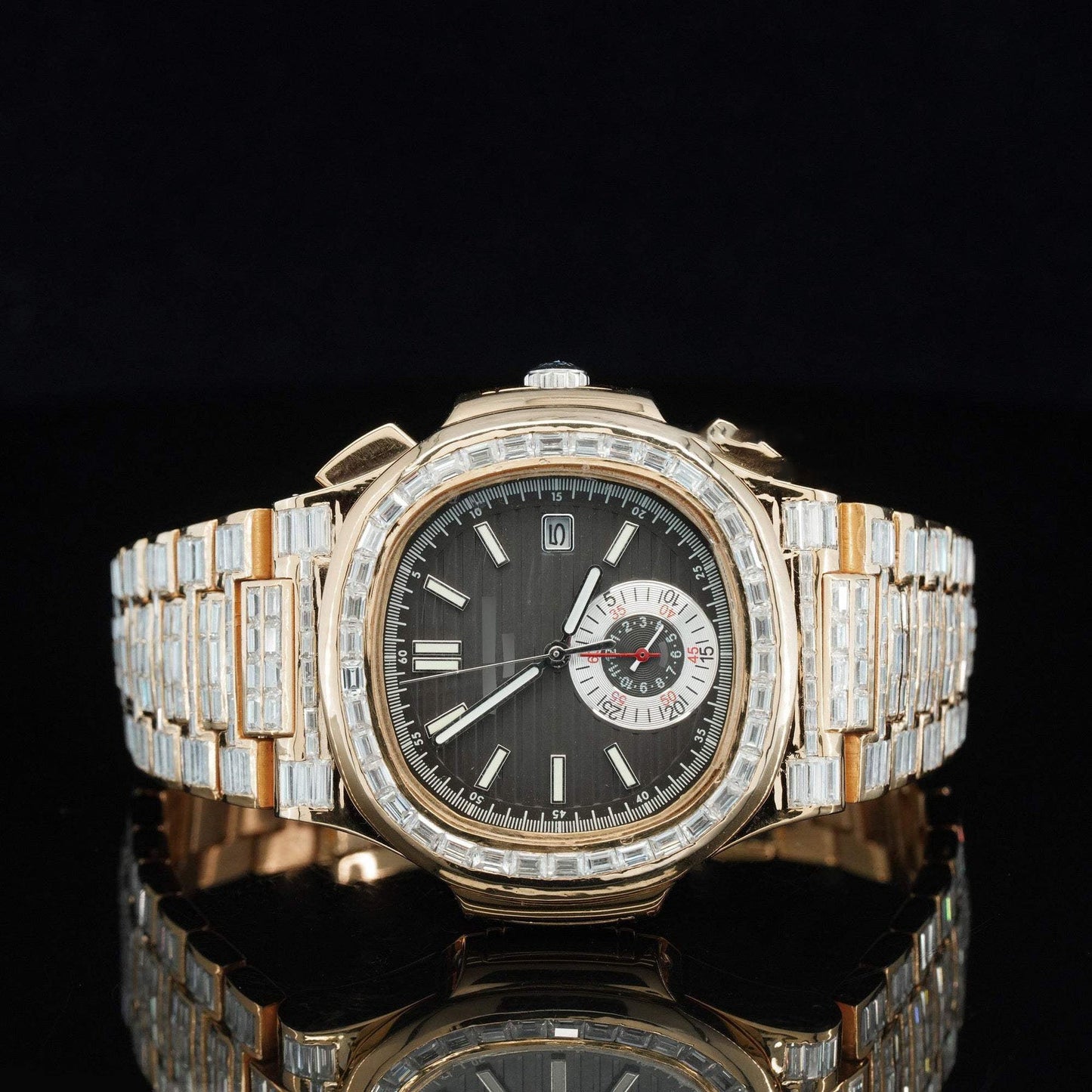 Exceptional Iced-Out Moissanite Watch โ Automatic Chronograph, Waterproof Luxury Timepiece for Men