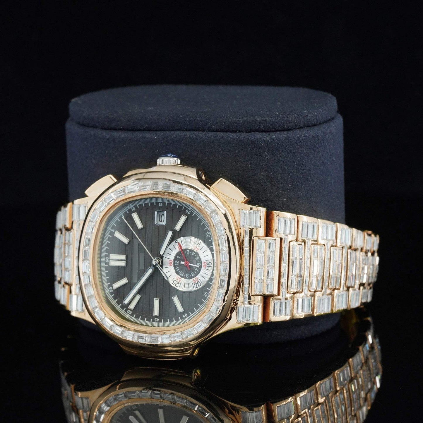 Exceptional Iced-Out Moissanite Watch โ Automatic Chronograph, Waterproof Luxury Timepiece for Men