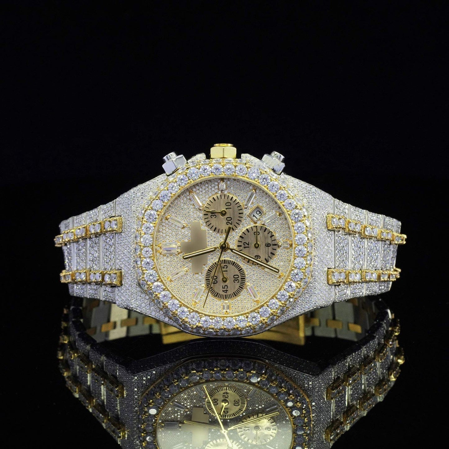 Fabulous Fully Iced-Out Moissanite Diamond Watch โ Fully Automatic Chronograph Luxury Timepiece for Men
