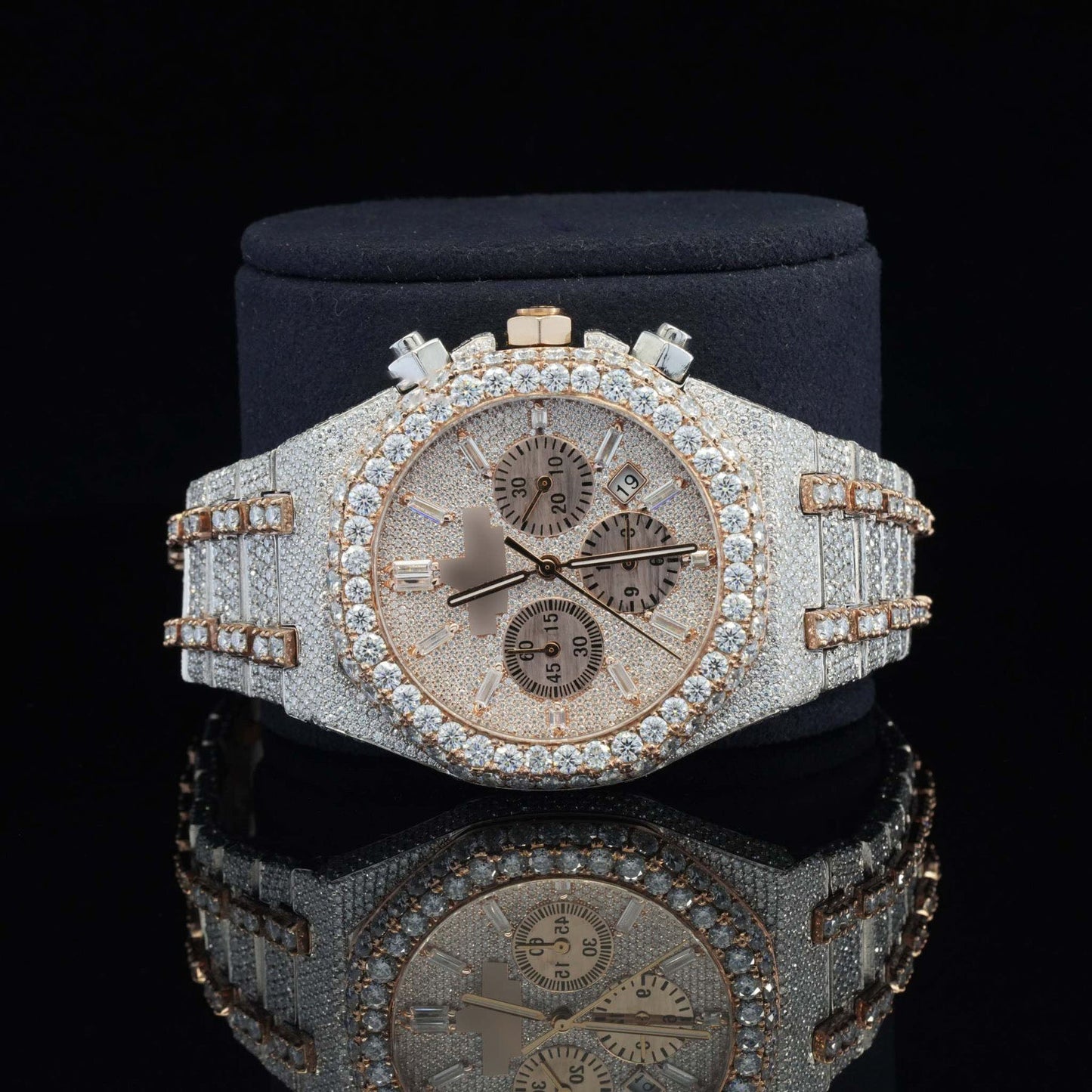 Fabulous Fully Iced-Out Moissanite Diamond Watch โ Fully Automatic Chronograph Luxury Timepiece for Men