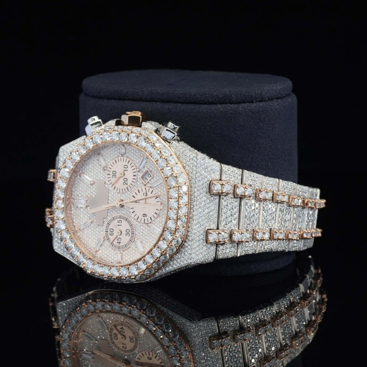 Fabulous Fully Iced-Out Moissanite Diamond Watch โ Fully Automatic Chronograph Luxury Timepiece for Men