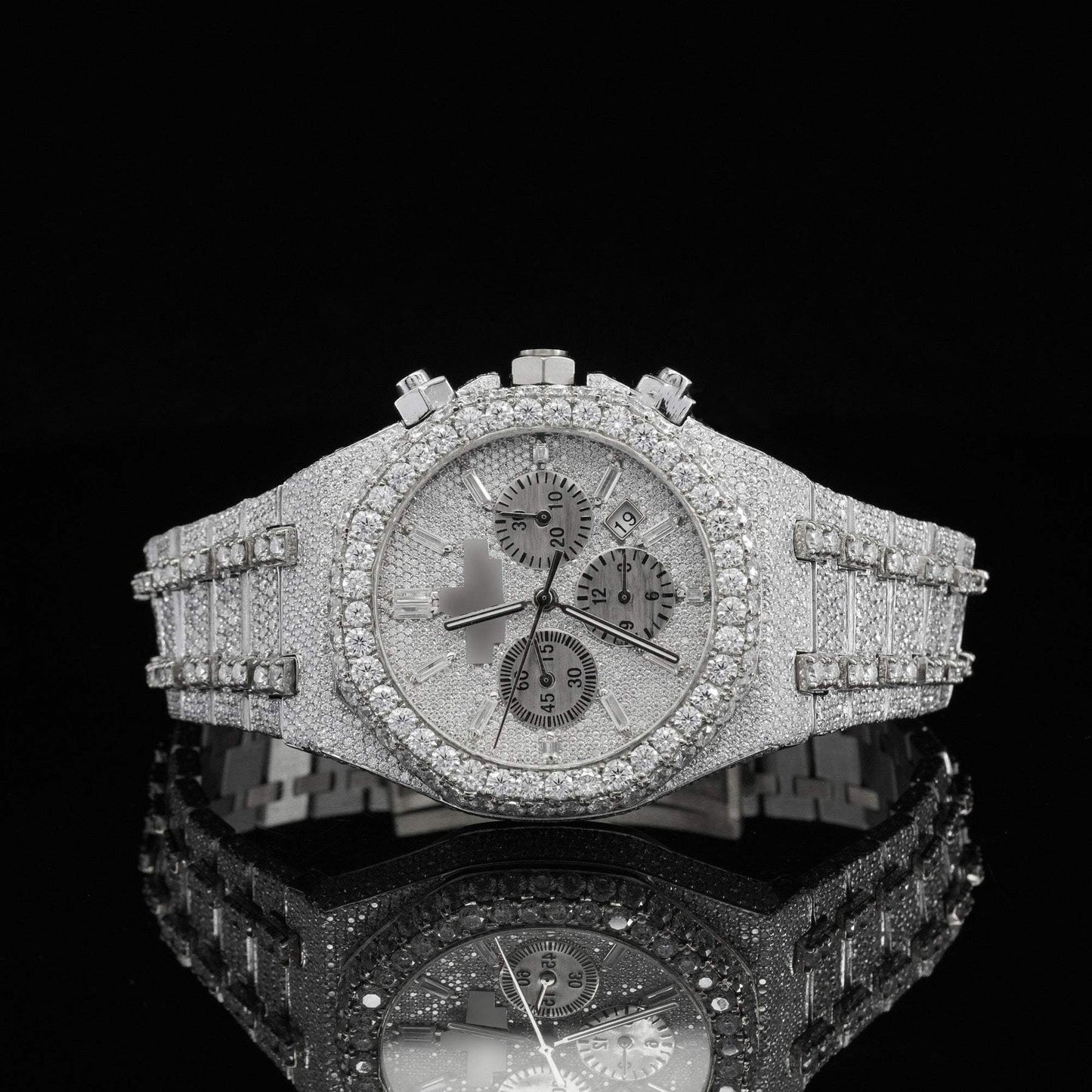 Fabulous Fully Iced-Out Moissanite Diamond Watch โ Fully Automatic Chronograph Luxury Timepiece for Men