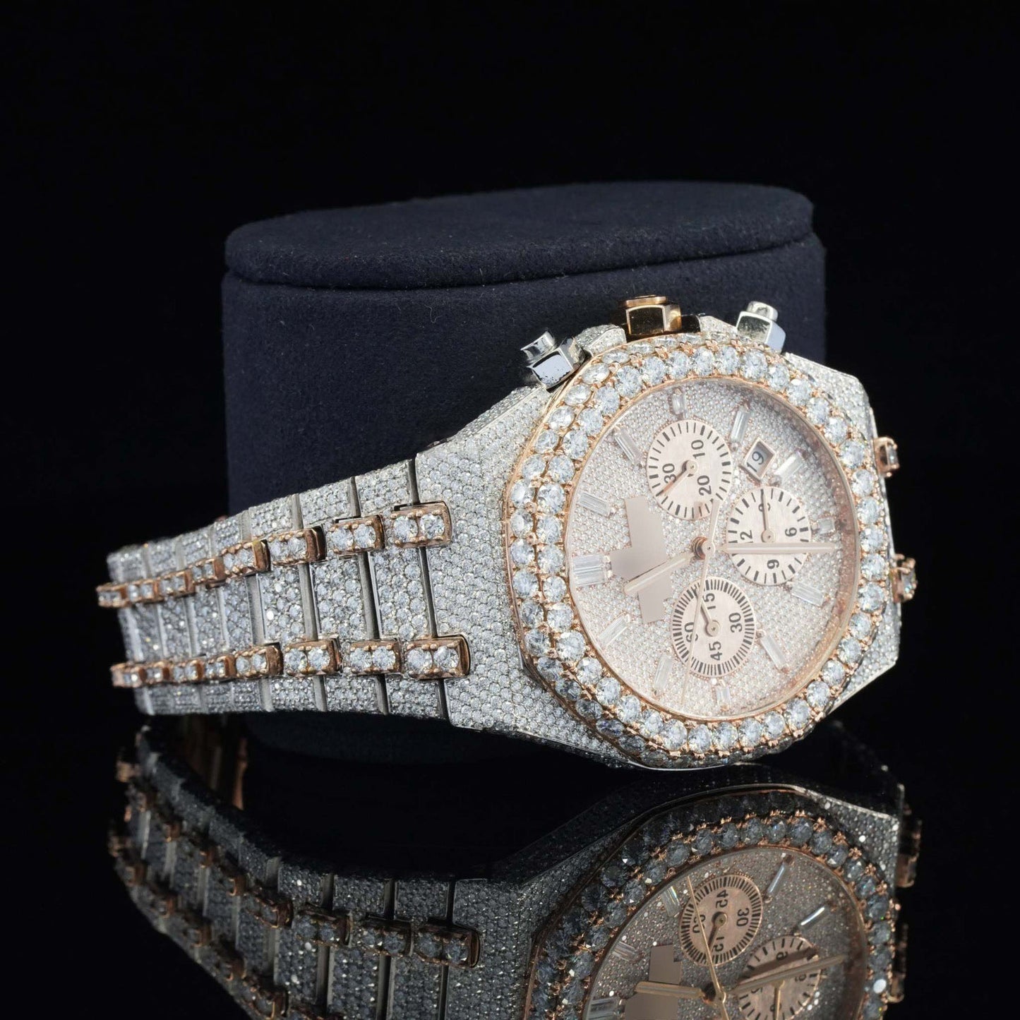 Fabulous Fully Iced-Out Moissanite Diamond Watch โ Fully Automatic Chronograph Luxury Timepiece for Men