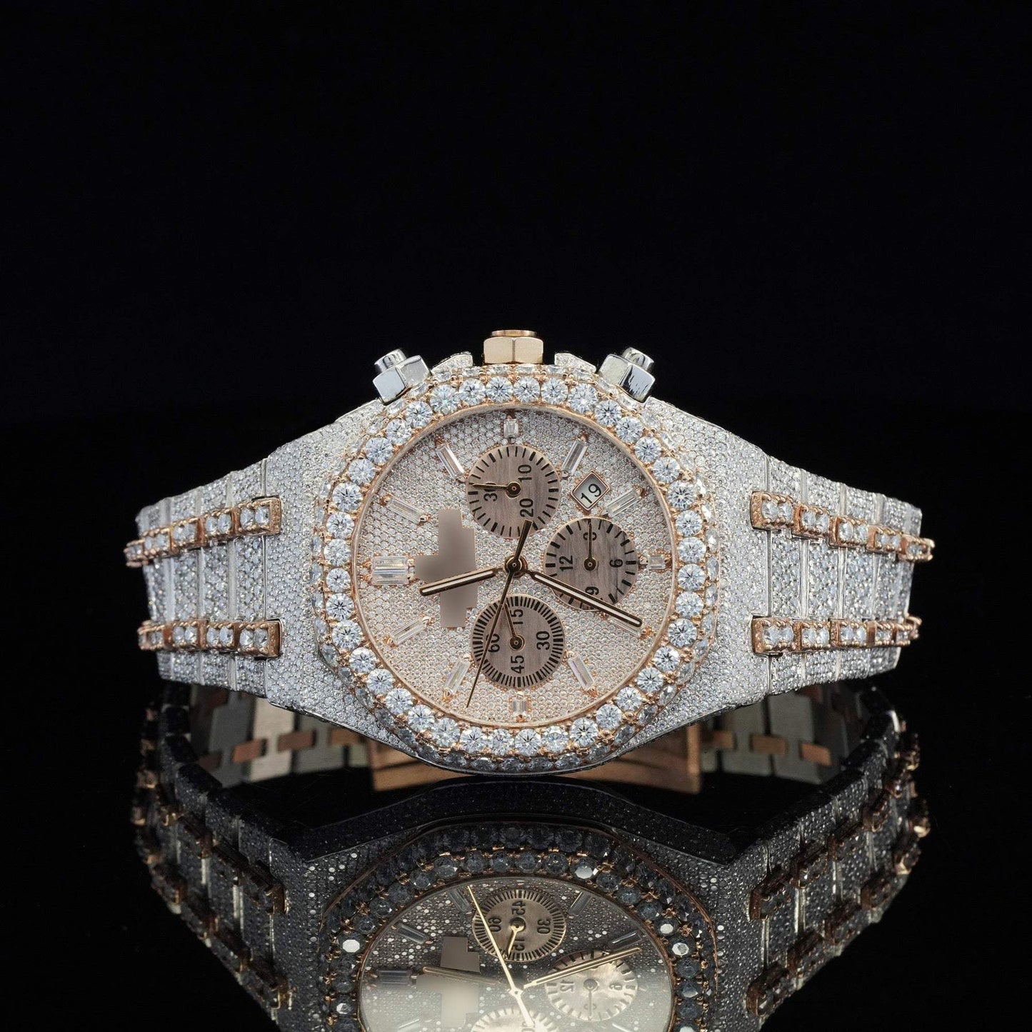Fabulous Fully Iced-Out Moissanite Diamond Watch โ Fully Automatic Chronograph Luxury Timepiece for Men
