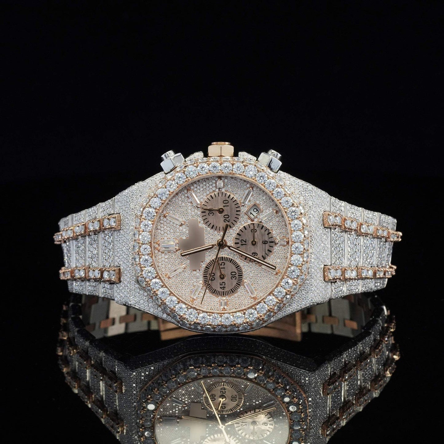 Fabulous Fully Iced-Out Moissanite Diamond Watch โ Fully Automatic Chronograph Luxury Timepiece for Men