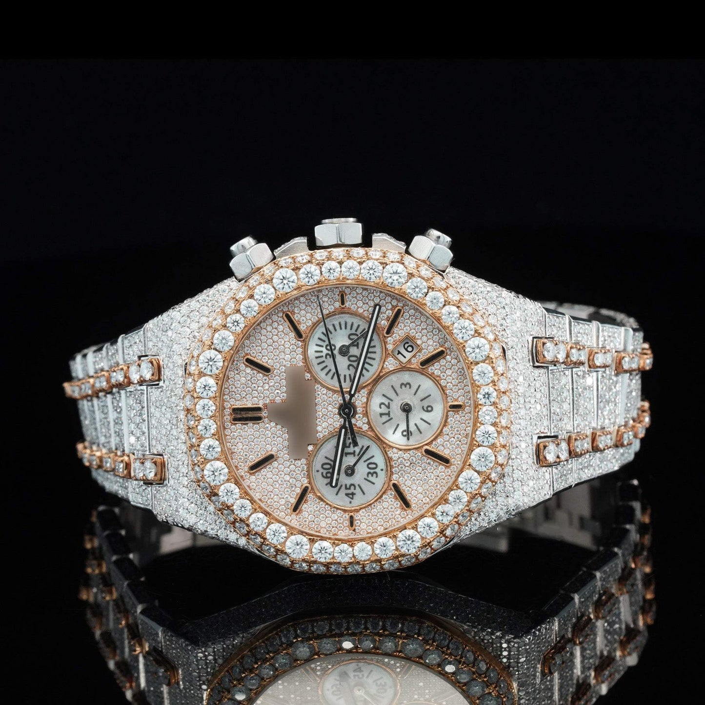 Luxury Iced-Out Bust Down Moissanite Diamond Automatic Watch โ High-End Bling Timepiece for Ultimate Style & Shine